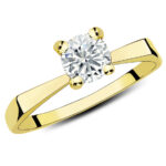 Złoty pierścionek kwadratowy z cyrkonią