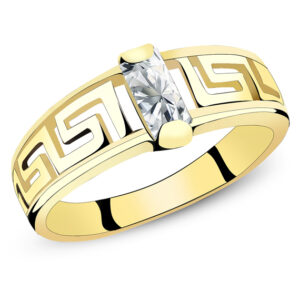 Złoty pierścionek droga grecki z kamieniem