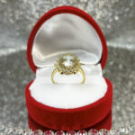 Duży złoty pierścionek kwiat z cyrkoniami