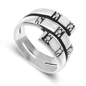 Pierścionek potrójny z kamieniami