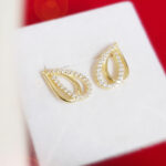 Kolczyki ze złota - kropelki z cyrkoniami