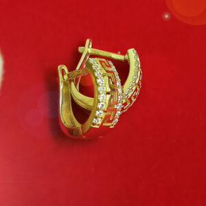 Złote kolczyki wzór drogi greckiej złoto 333