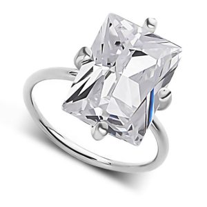 Pierścionek z białą cyrkonią 14x10mm