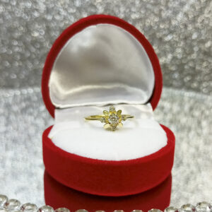 Pierścionek złoty kwiat z kamieniami