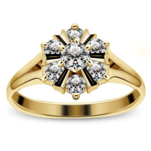 Złoty pierścionek duży kwiat 333