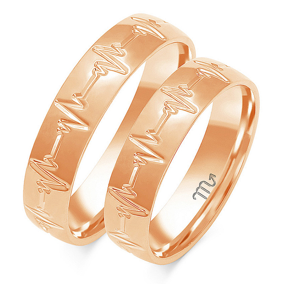 Obrączki z różowego złota puls serca 1 Obrączki z różowego złota puls serca