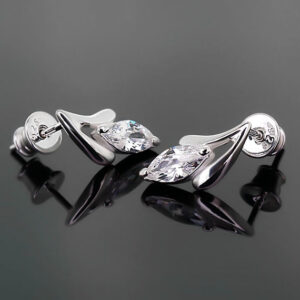 Kolczyki kropelki/łezki z białymi kamieniami