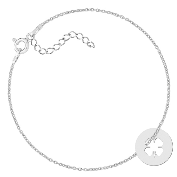 Srebrna bransoletka celebrytka z koniczyną 1 Srebrna bransoletka celebrytka z koniczyną