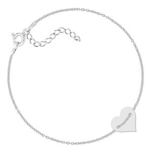 Srebrna bransoletka celebrytka z pełnym sercem