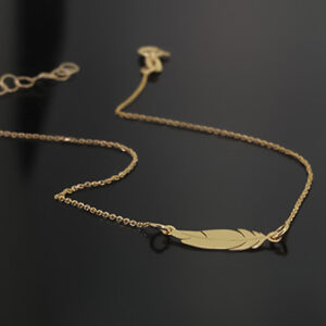 Złota bransoletka z piórkiem 333 8k