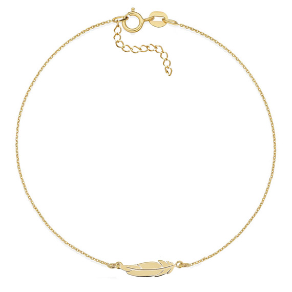 Złota bransoletka z piórkiem 333 8k