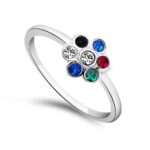 Pierścionek z kolorowymi cyrkoniami