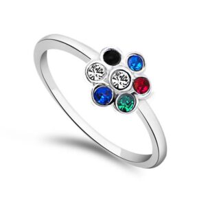 Pierścionek z kolorowymi cyrkoniami