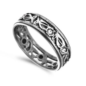 Ażurowa obrączka z cyrkoniami