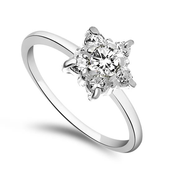 Pierścionek kwiat z białymi cyrkoniami 1 Pierścionek kwiat z białymi cyrkoniami