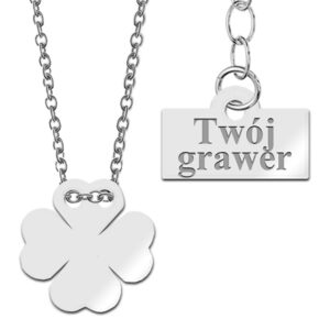 Celebrytka naszyjnik z koniczynką + Twój grawer