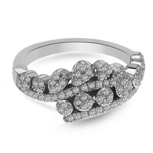 Pierścionek liść z cyrkoniami