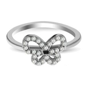 Pierścionek kokarda z cyrkoniami