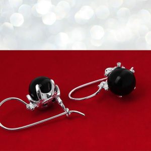 Kolczyki z czarną kuleczką 10mm
