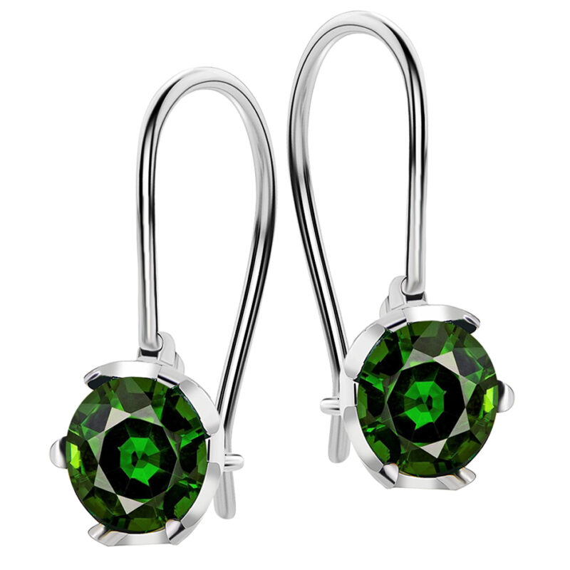 Kolczyki z zieloną cyrkonią 7mm