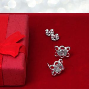 Kolczyki kwiaty z cyrkonią 6x4 sztyft