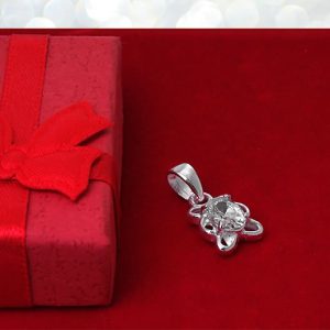 Wisiorek kwiat z cyrkonią 6x4