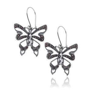 Kolczyki motyle z markazytami
