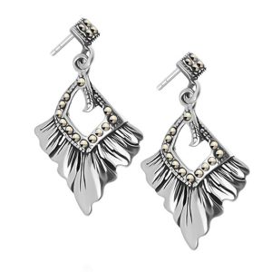 Kolczyki wiszące boho z markazytami