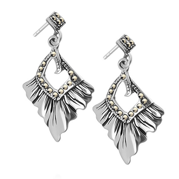 Kolczyki wiszące boho z markazytami 1 Kolczyki wiszące boho z markazytami