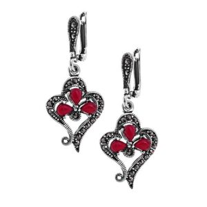 Kolczyki z markazytami i koralami