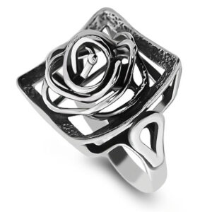 Pierścionek ażurowa róża