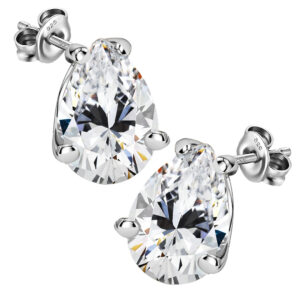 Kolczyki z cyrkoniami 10mm łezki kropelki