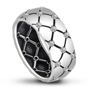 Szeroka obrączka z cyrkoniami