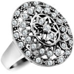 Duży owalny pierścionek z cyrkoniami