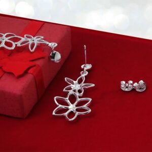 Kolczyki wiszące kwiaty sztyft