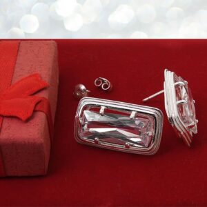 Prostokątne kolczyki z cyrkonią 20x8 mm