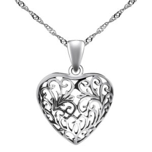 Ażurowy wisiorek serce z łańcuszkiem KOMPLET