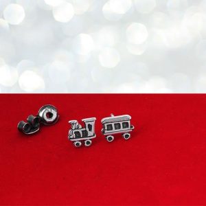 Kolczyki lokomotywa z wagonem