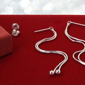 Podwójne kolczyki łańcuszki z kulką