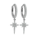 Kolczyki kółka z krzyżykiem clickery białe kamienie