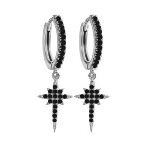 Kolczyki kółka z krzyżykiem clickery