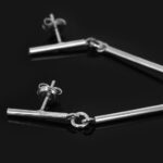 Srebrne wiszące kolczyki sztywne rurki