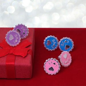 Kolczyki dziecięce love fioletowe