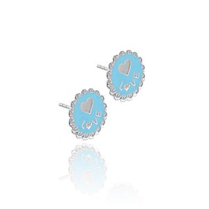 Kolczyki dziecięce love niebieskie