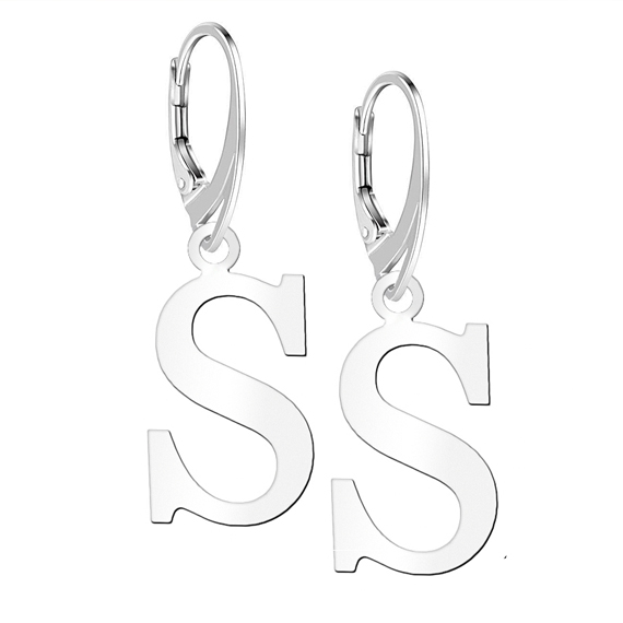 Kolczyki literki zamek angielski litera S