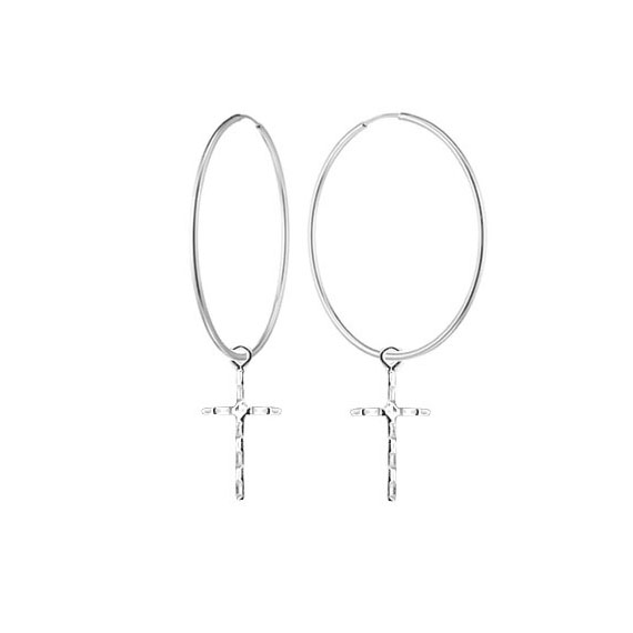 Kolczyki kółka z krzyżykiem 2cm 1 Kolczyki kółka z krzyżykiem 2cm