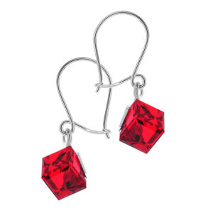 Kolczyki wiszące kostki Swarovskiego red