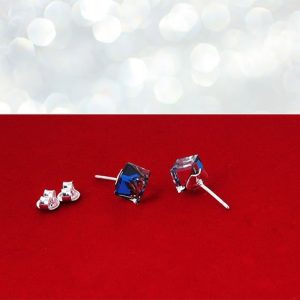 Kolczyki z kostką Swarovskiego niebieskie