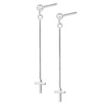 Kolczyki łańcuszki z krzyżykiem