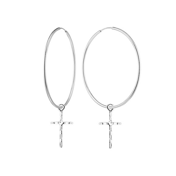 Kolczyki kółka z krzyżykiem 2,5cm 1 Kolczyki kółka z krzyżykiem 2